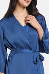 Zivame Silky Elegance Woven Nightdress With Robe - Moroccan Blue — thumbnail 7